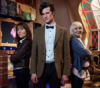 The Doctor, Sarah Jane, Jo and Mr Smith